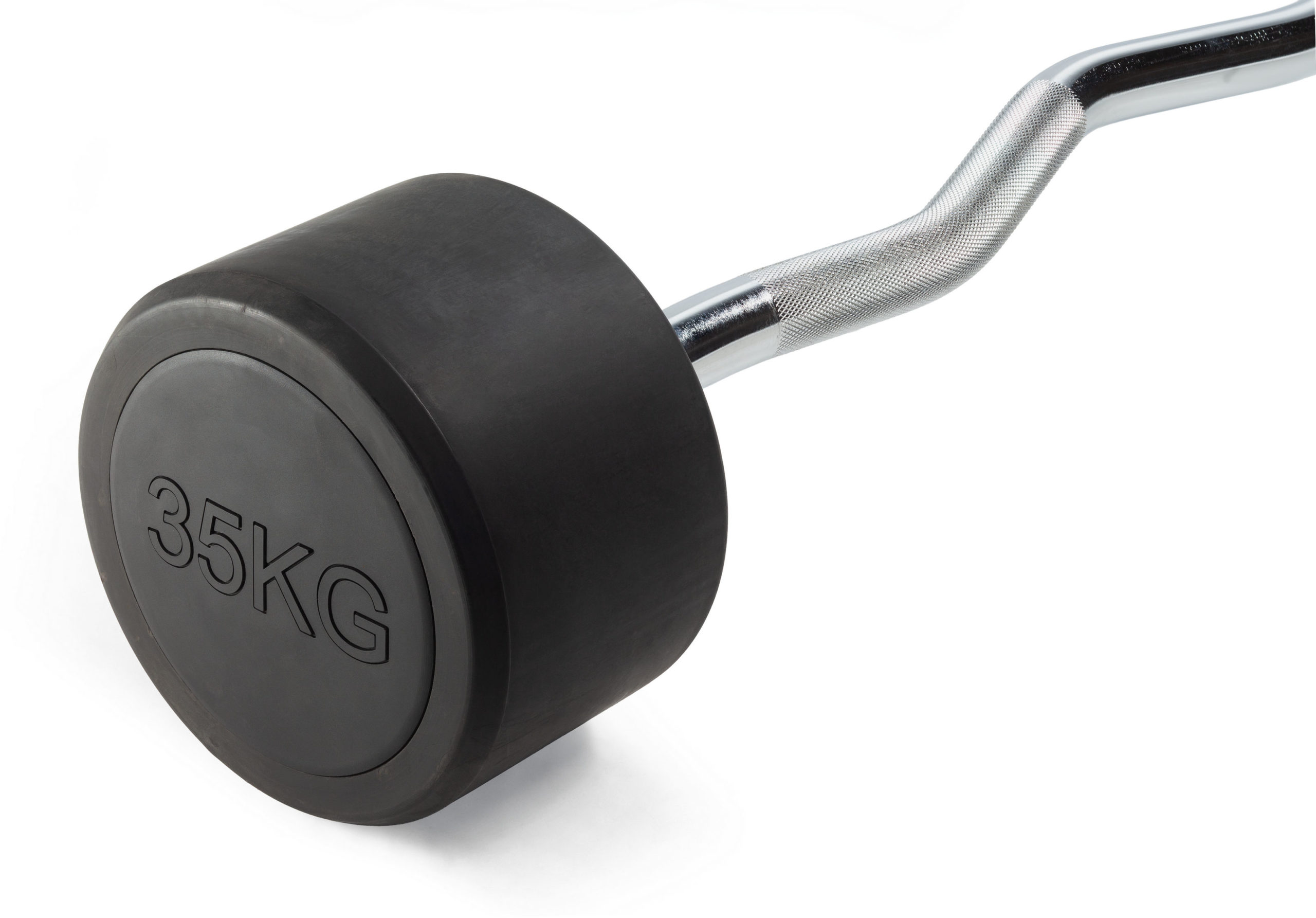 Штанга неразборная обрезиненная 35 кг. Изогнутый гриф. VictoryFit VF-DX5350
