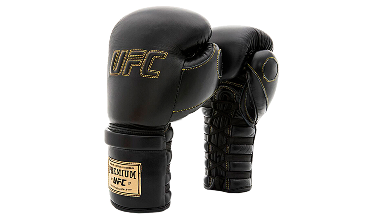 UFC Премиальные тренировочные перчатки на шнуровке черные - 14 Oz