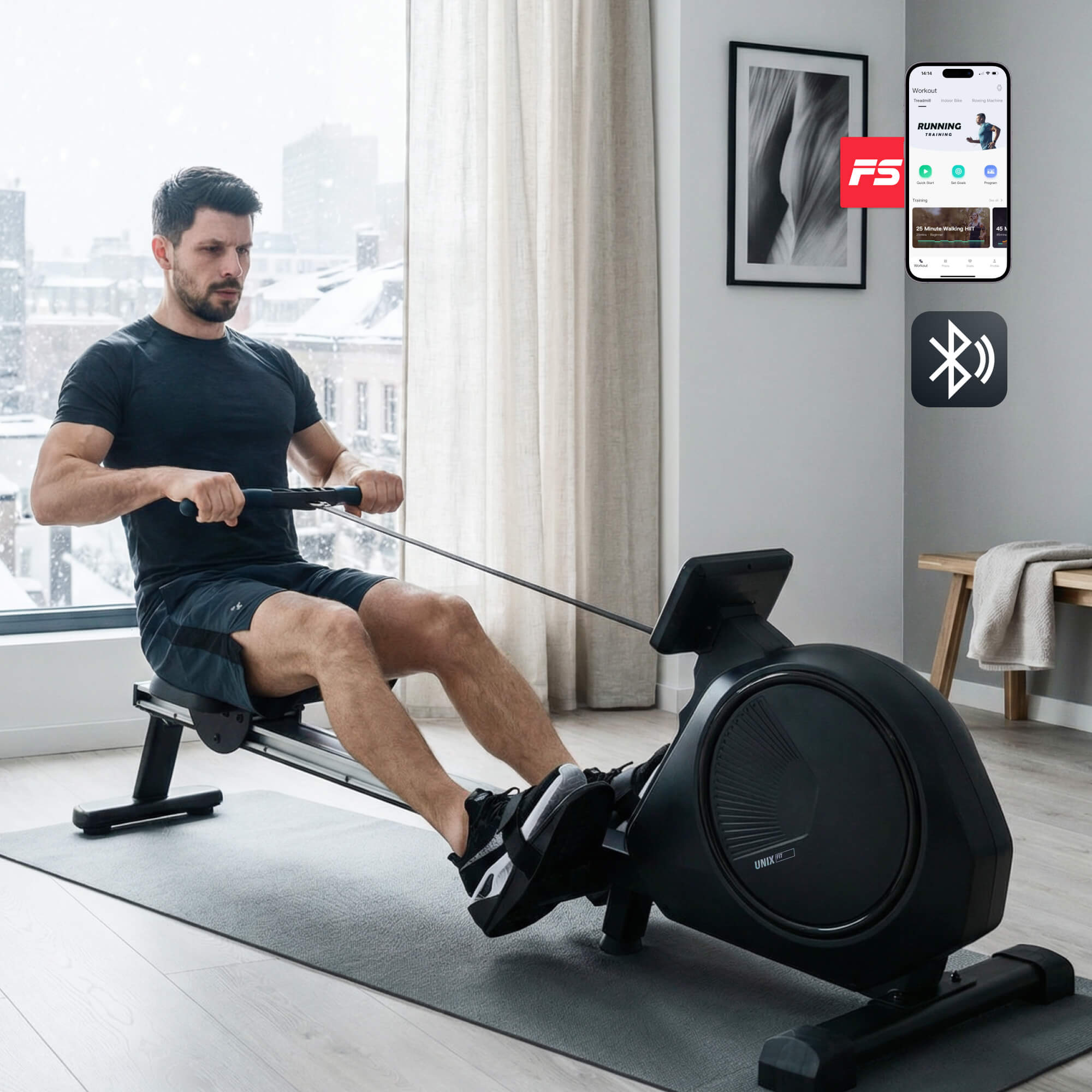 Гребной тренажер UNIX Fit электронная нагрузка / Techno Rower 410E