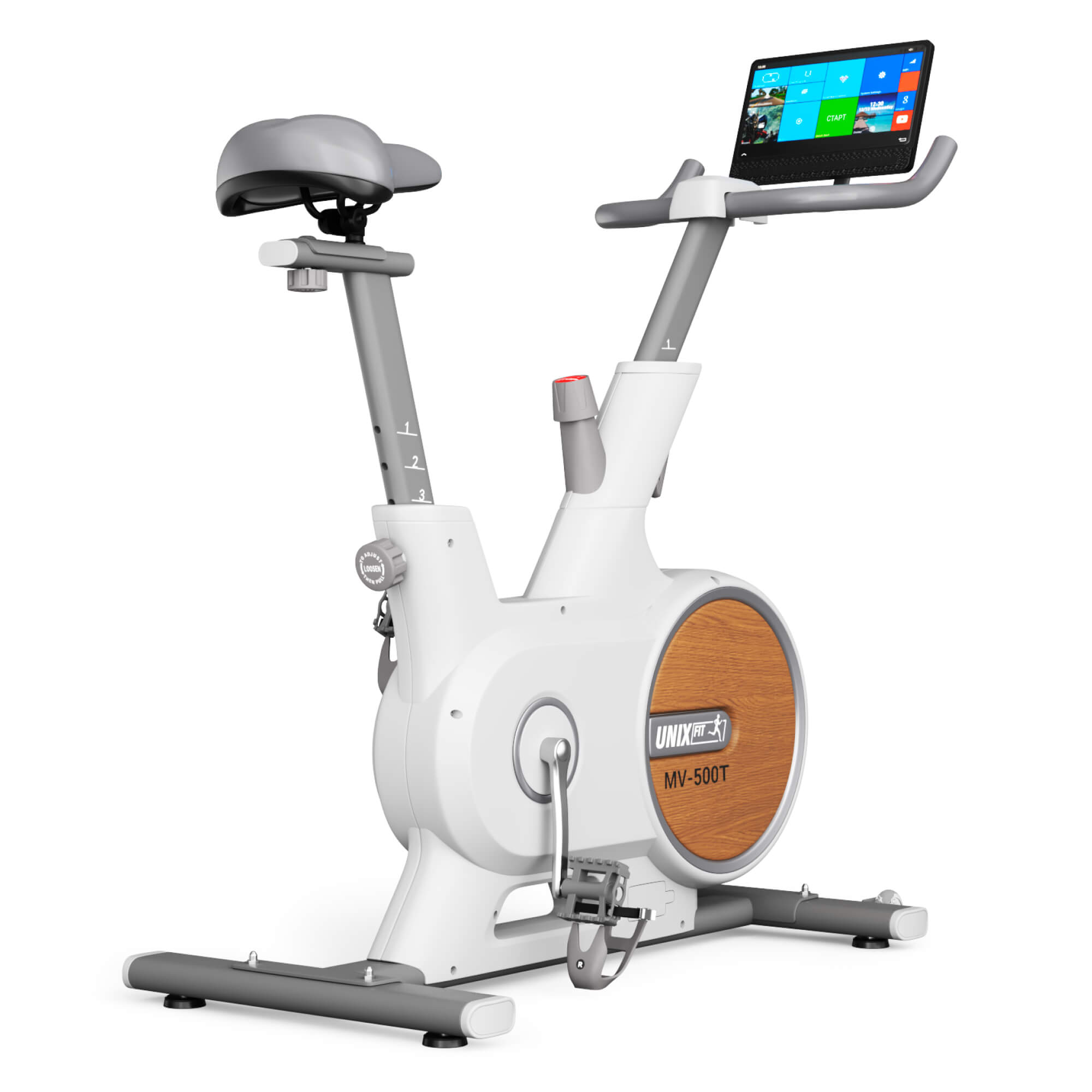 Велотренажер UNIX Fit MV-500T (15,6 TFT') деревянный / Wood