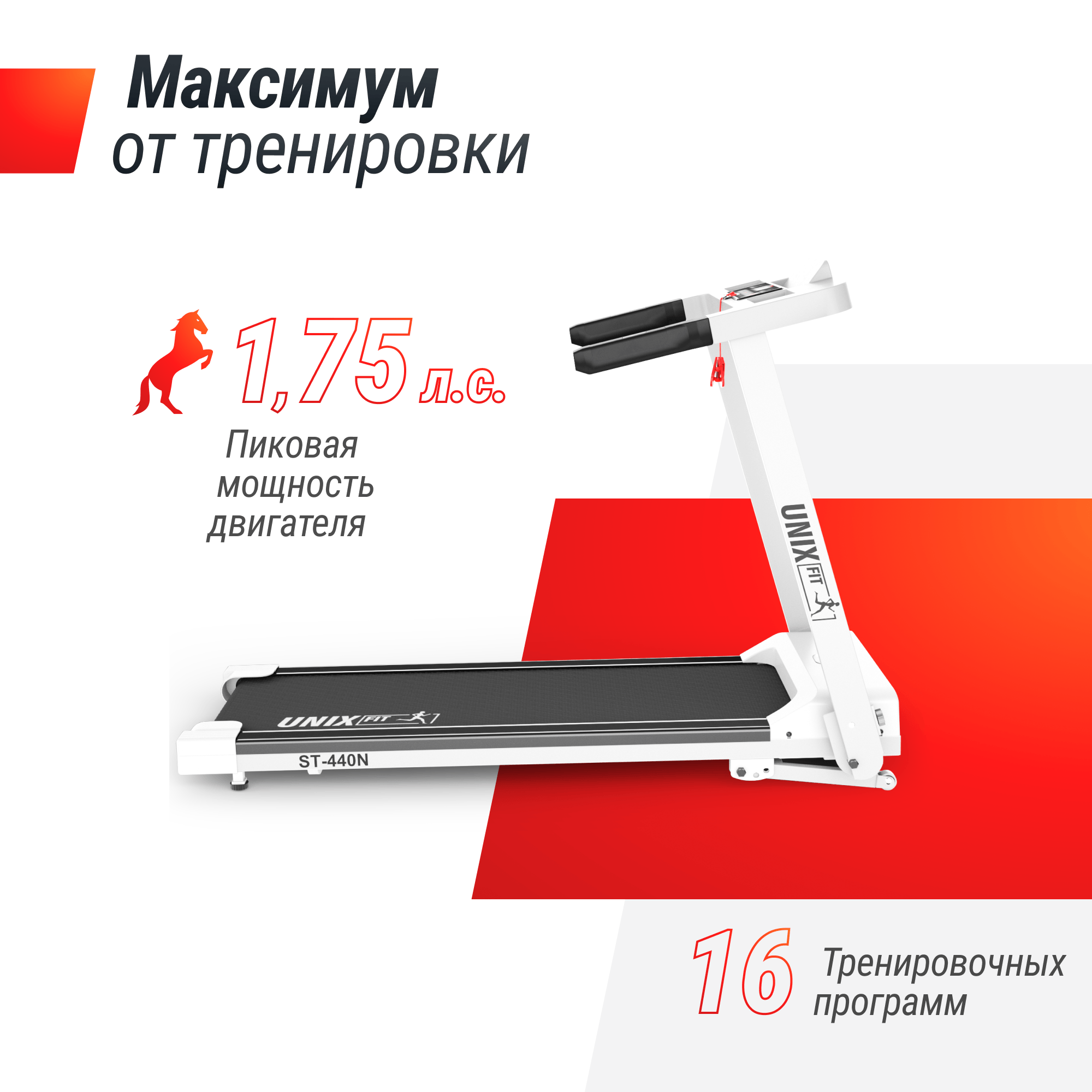 Беговая дорожка UNIX Fit ST-440N белый
